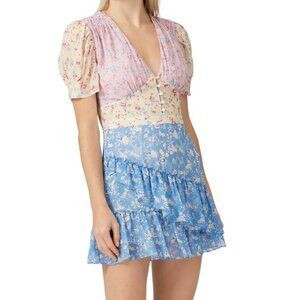 LoveShackFancy Floral-print silk Mini Dress in Pink Multi